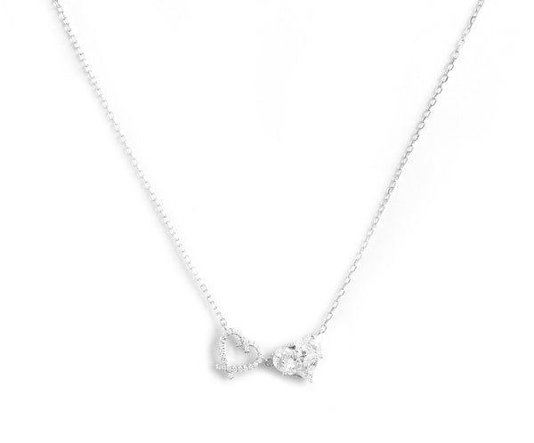 Sparkling Open Heart & Solitaire Crystal Necklace
