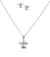 Angel Pendant Necklace & Stud Earrings Set