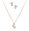 Double Heart Crystal Pendant Necklace Set