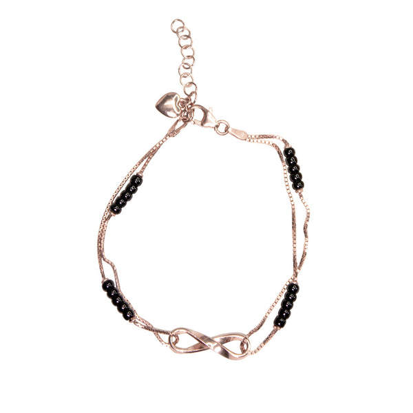 Infinity Bracelet with Black Beads