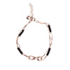 Elegant Rose Gold Infinity Bracelet with Black Beads