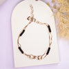 Elegant Rose Gold Infinity Bracelet with Black Beads