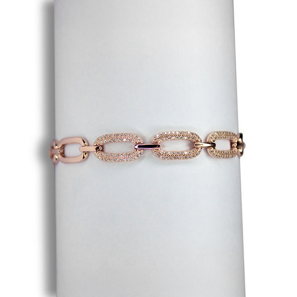 Elegant Gold Link Chain Bracelet with Pave Accents