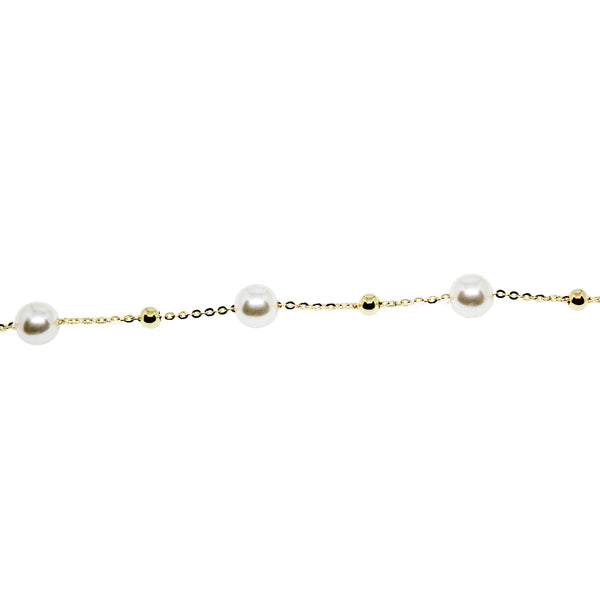 Delicate Gold & Pearl Station Bracelet