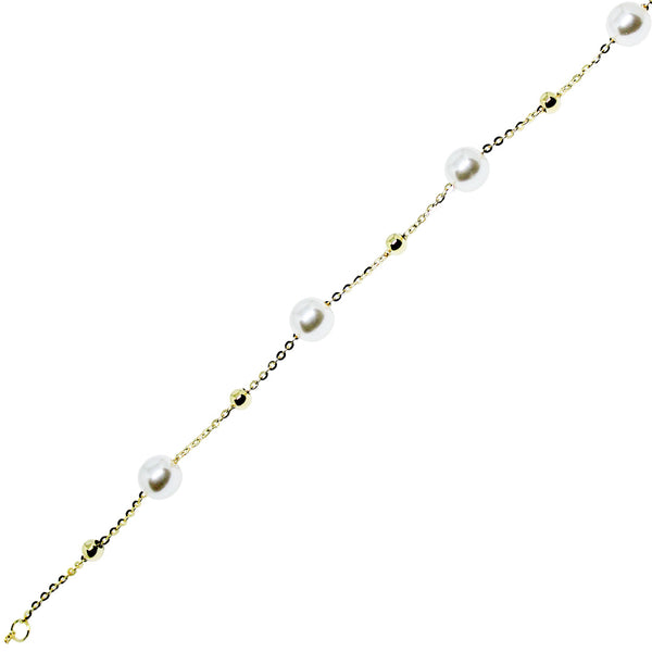 Delicate Gold & Pearl Station Bracelet