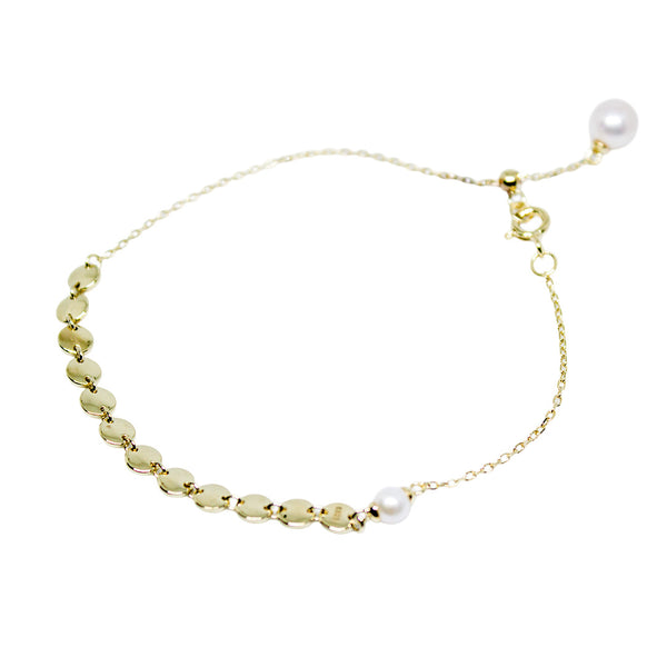 Golden Disc Pearl Accent Bracelet