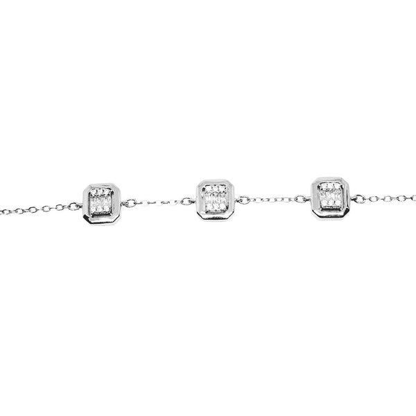 Geometric Zircon Bracelet - Silver