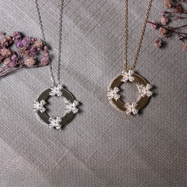 Floral Halo Crystal Necklace