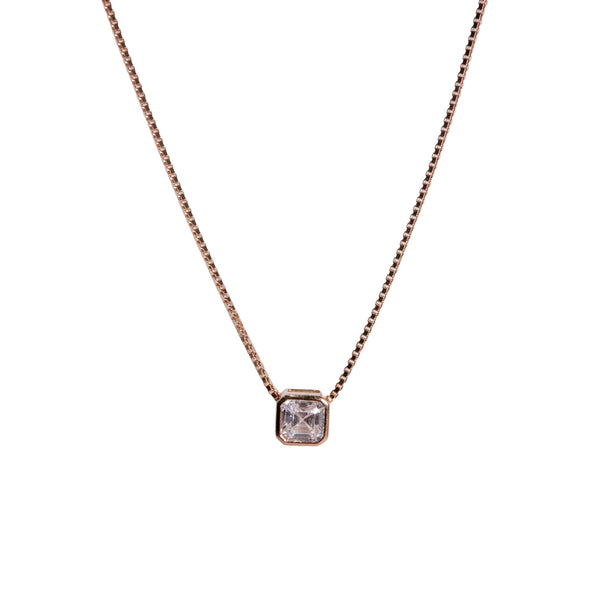 Square Solitaire Pendant Necklace