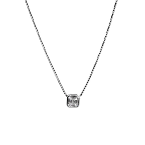 Square Solitaire Pendant Necklace