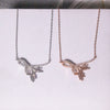 Crystal Bow Leaf Pendant Necklace