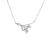 Crystal Bow Leaf Pendant Necklace