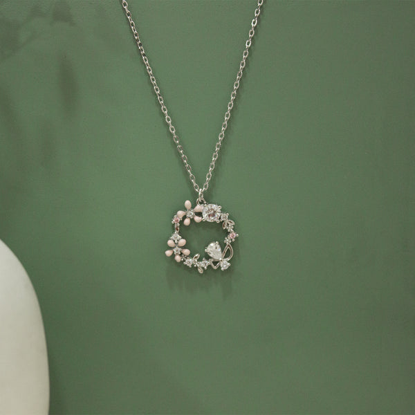 Rosé Bloom Circle Necklace