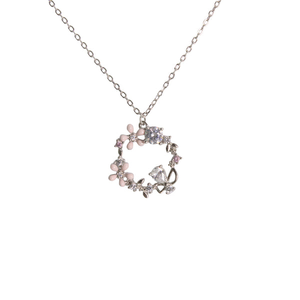 Rosé Bloom Circle Necklace
