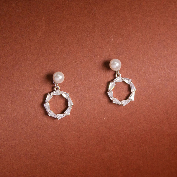 Elegant Pearl & Silver Hoop Earrings