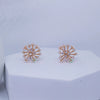 Floral Snowflake Stud Earrings - Elegant Rose Gold with SPARKLING STONE STUDDED