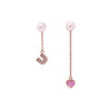 Elegant Asymmetrical Pearl Drop Earrings – Letter & Heart Charms