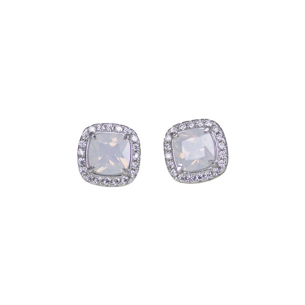Elegant Cushion-Cut Opal Stud Earrings
