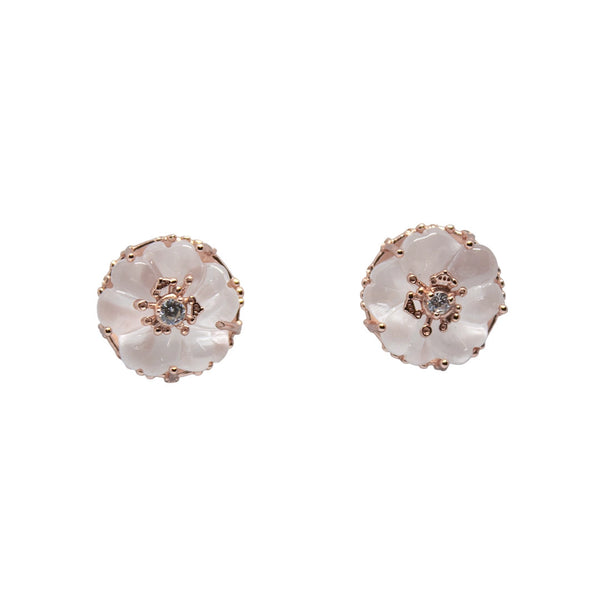 Elegant Mother of Pearl Floral Stud Earrings (MOP)