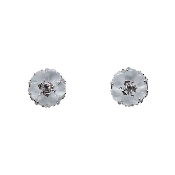Elegant Mother of Pearl Floral Stud Earrings (MOP)