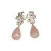Elegant Crystal and Rose Quartz Drop Earrings