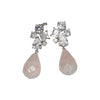 Crystal and Rose Quartz Drop Earrings - Silver