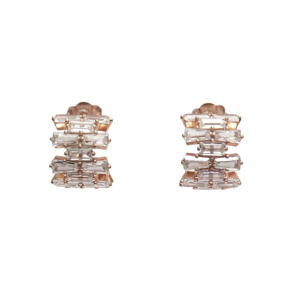 Baguette-Cut Crystal Huggie Earrings – Gold & Silver Options