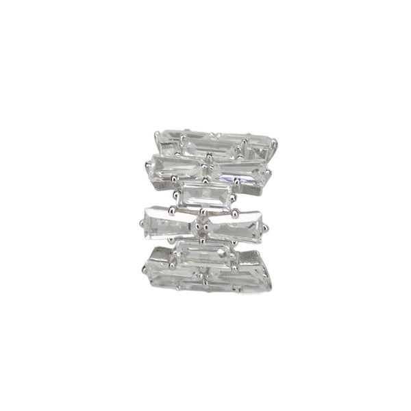Baguette-Cut Crystal Huggie Earrings – Gold & Silver Options