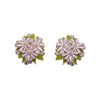Floral Bloom Stud Earrings – White & Gold with Crystal Accents