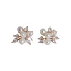 Elegant Pearl & Zirconia Floral Stud Earrings – Gold & Silver Options