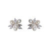 Elegant Pearl & Zirconia Floral Stud Earrings – Gold & Silver Options