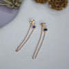 Midnight Blue Solitaire Chain Earrings