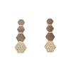 Hexagonal Geometric Drop Earrings – Silver & Rose Gold