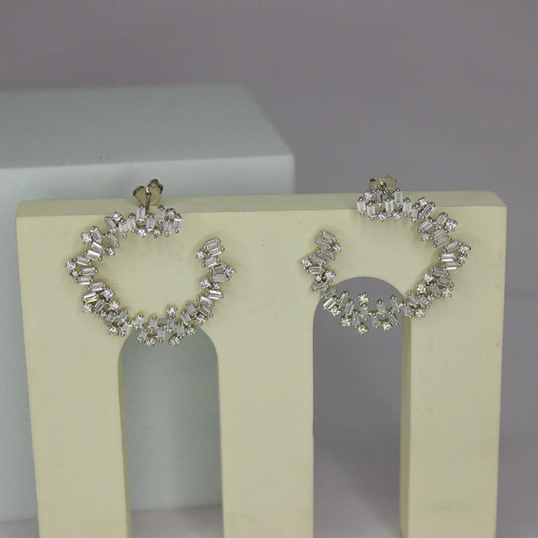 sparkling Baguette & Round-Cut Crystal Spiral Hoop Earrings
