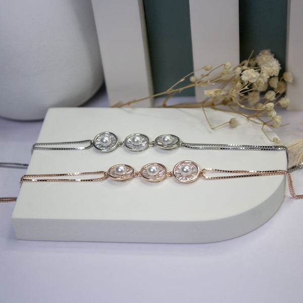 Triple Pearl Chain Bracelet