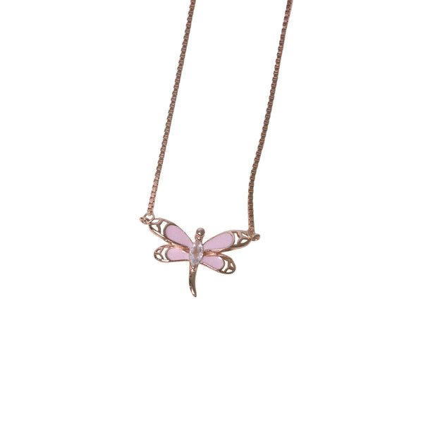 Pink Dragonfly Pendant Necklace