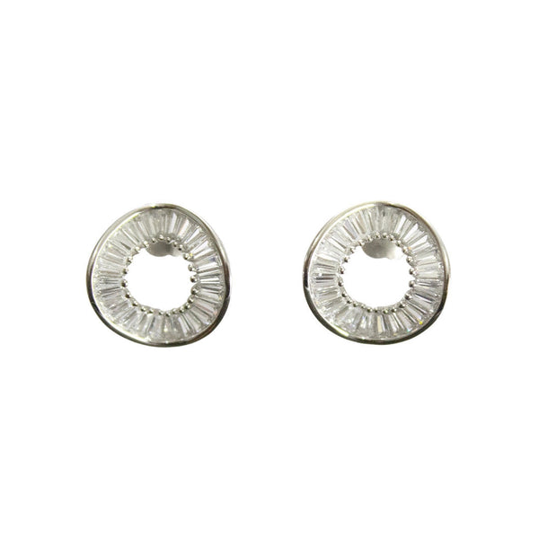 Baguette Crystal Studs - Silver