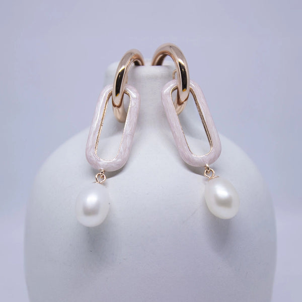 Pearl Link Drop Earrings