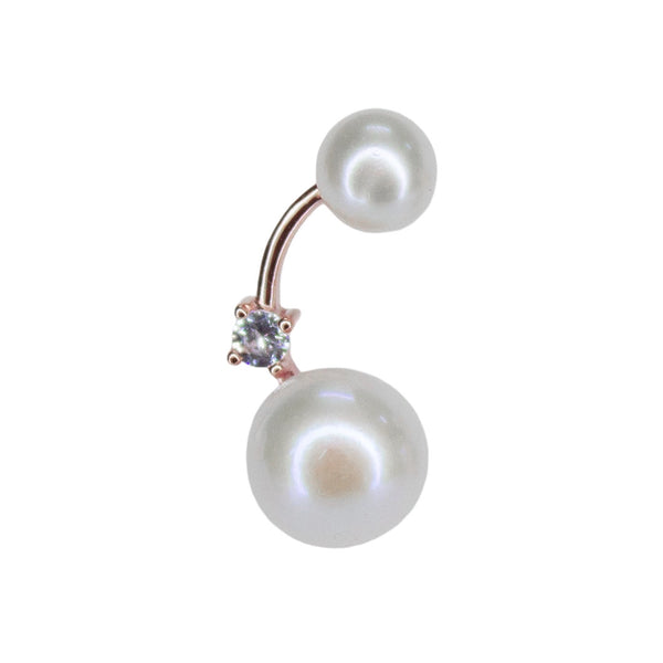 Elegant Double Pearl & Zircon Stud Earrings