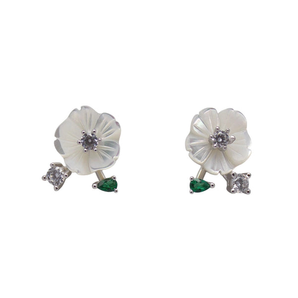 Floral Carved Gemstone Stud Earrings – Elegant & Delicate