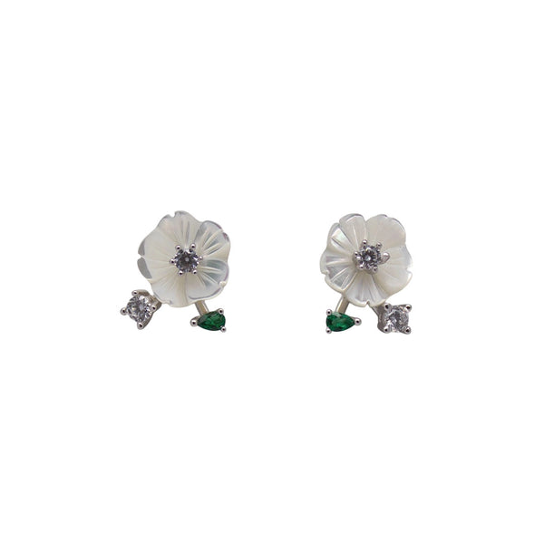 Floral Carved Gemstone Stud Earrings – Elegant & Delicate