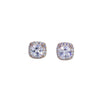 Elegant Cushion-Cut Halo Stud Earrings – Set of Two