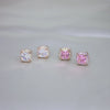 Elegant Cushion-Cut Halo Stud Earrings – Set of Two
