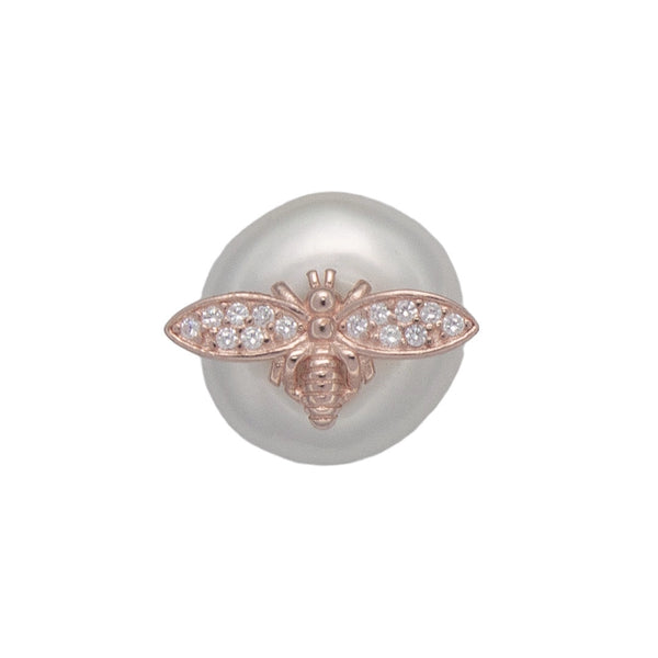 Elegant Pearl & Crystal Bee Stud Earrings