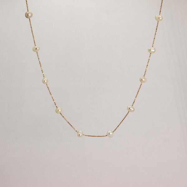 Minimalist Freshwater Pearl Station Necklace
