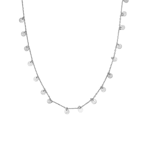 Textured Disc Charm Necklace