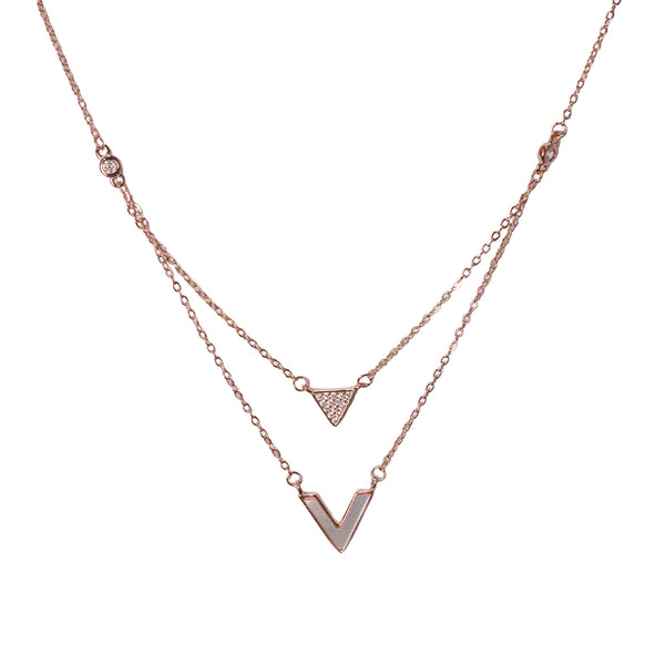 Layered V Pendant Necklace – Dual Chain Design