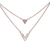 Layered V Pendant Necklace – Dual Chain Design