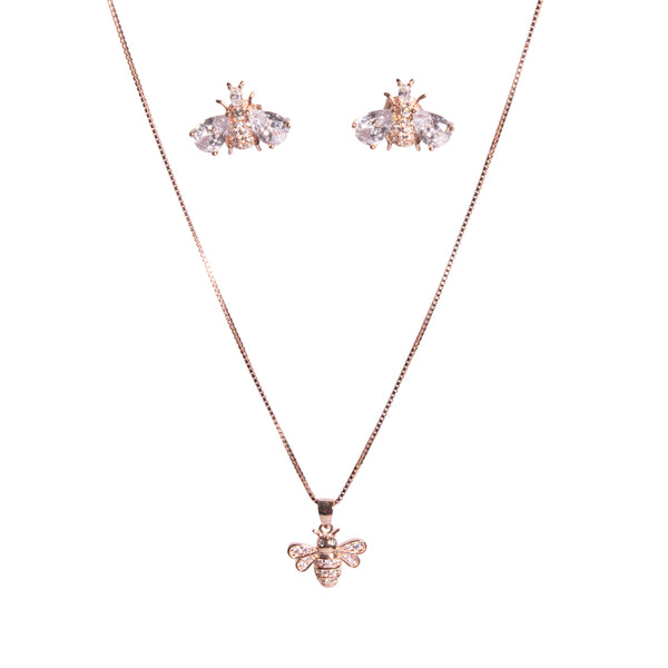 Sparkling Bee Charm Necklace Set