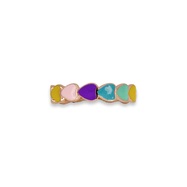 Multicolor Enamel Heart Band Ring